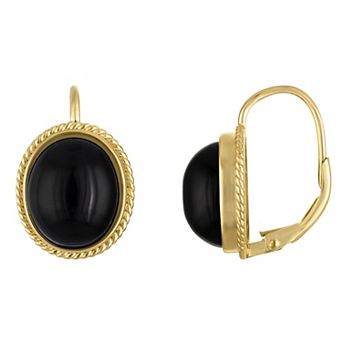 Designs by Gioelli 14k Gold Over Silver Black Onyx Leverback Earrings