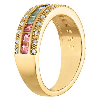Designs by Gioelli 14k Gold Over Silver Multi-Color Lab-Created Sapphire Ring