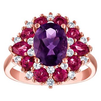 Designs by Gioelli 14k Rose Gold Over Silver Amethyst Ring