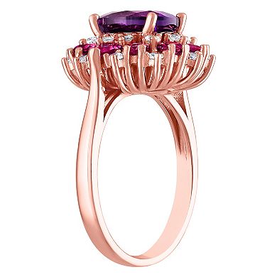 Designs by Gioelli 14k Rose Gold Over Silver Amethyst Ring