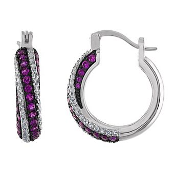 Designs by Gioelli Sterling Silver Lab-Created Ruby Swirl Hoop Earrings