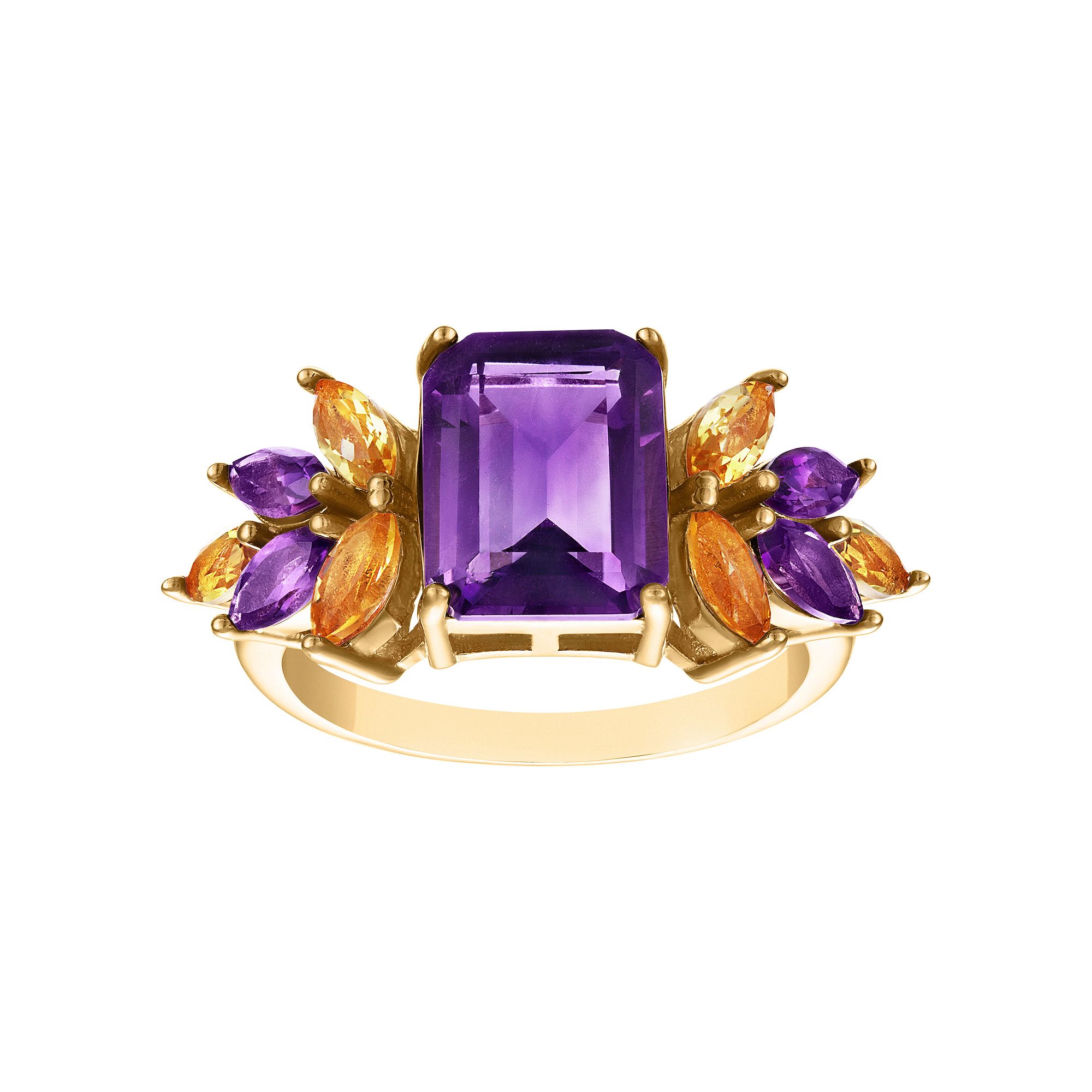Designs by Gioelli 14k Gold Over Silver Amethyst & Citrine Ring, Womens, S