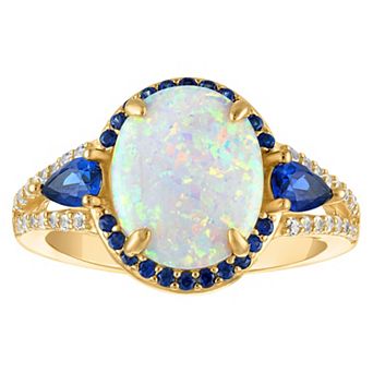 Designs by Gioelli 14k Gold Over Silver Lab-Created Opal & Sapphire Ring