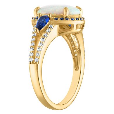 Designs by Gioelli 14k Gold Over Silver Lab-Created Opal & Sapphire Ring