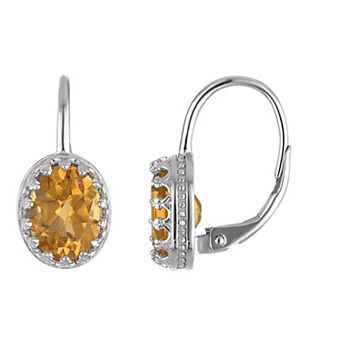 Designs by Gioelli Sterling Silver Gemstone Leverback Earrings