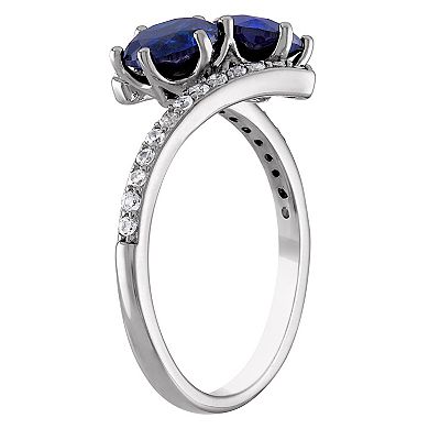 Designs by Gioelli Sterling Silver Lab-Created Sapphire 2-Stone Ring