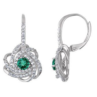 Designs by Gioelli Sterling Silver Gemstone Love Knot Leverback Earrings