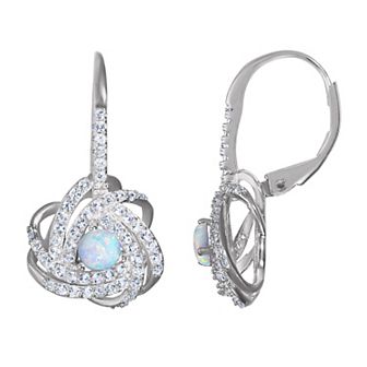 Designs by Gioelli Sterling Silver Gemstone Love Knot Leverback Earrings