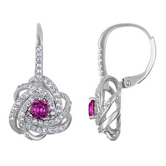 Designs by Gioelli Sterling Silver Gemstone Love Knot Leverback Earrings