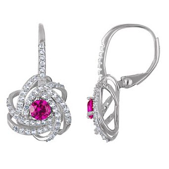Designs by Gioelli Sterling Silver Gemstone Love Knot Leverback Earrings