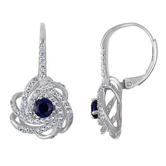 Designs by Gioelli Sterling Silver Gemstone Love Knot Leverback Earrings