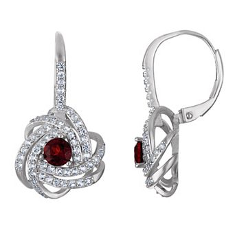 Designs by Gioelli Sterling Silver Gemstone Love Knot Leverback Earrings