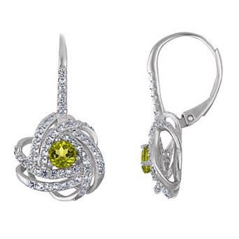 Designs by Gioelli Sterling Silver Gemstone Love Knot Leverback Earrings