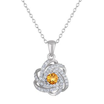 Designs by Gioelli Sterling Silver Gemstone Love Knot Pendant Necklace