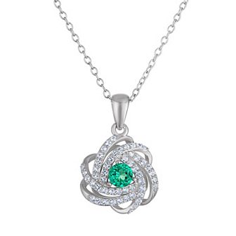 Designs by Gioelli Sterling Silver Gemstone Love Knot Pendant Necklace