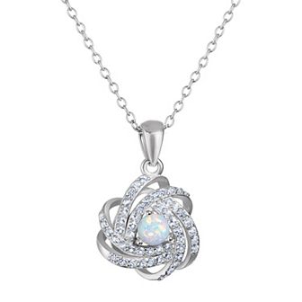 Designs by Gioelli Sterling Silver Gemstone Love Knot Pendant Necklace