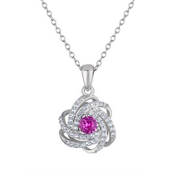 Designs by Gioelli Sterling Silver Gemstone Love Knot Pendant Necklace