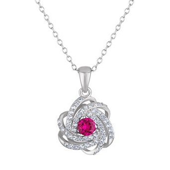 Designs by Gioelli Sterling Silver Gemstone Love Knot Pendant Necklace
