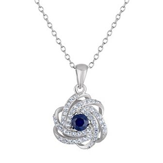 Designs by Gioelli Sterling Silver Gemstone Love Knot Pendant Necklace