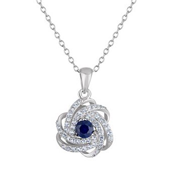 Designs by Gioelli Sterling Silver Gemstone Love Knot Pendant Necklace