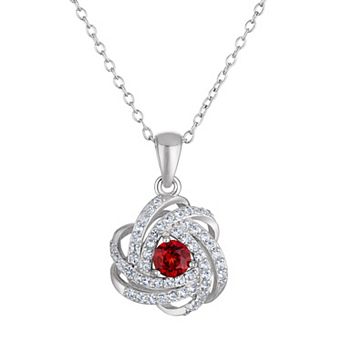 Designs by Gioelli Sterling Silver Gemstone Love Knot Pendant Necklace