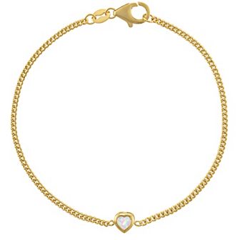 Designs by Gioelli 14k Gold Over Sterling Silver Gemstone Curb Chain Bracelet