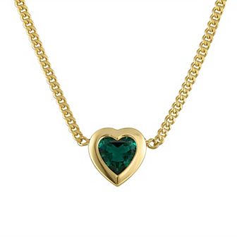 Designs by Gioelli 14k Gold Over Sterling Silver Gemstone Curb Chain Necklace