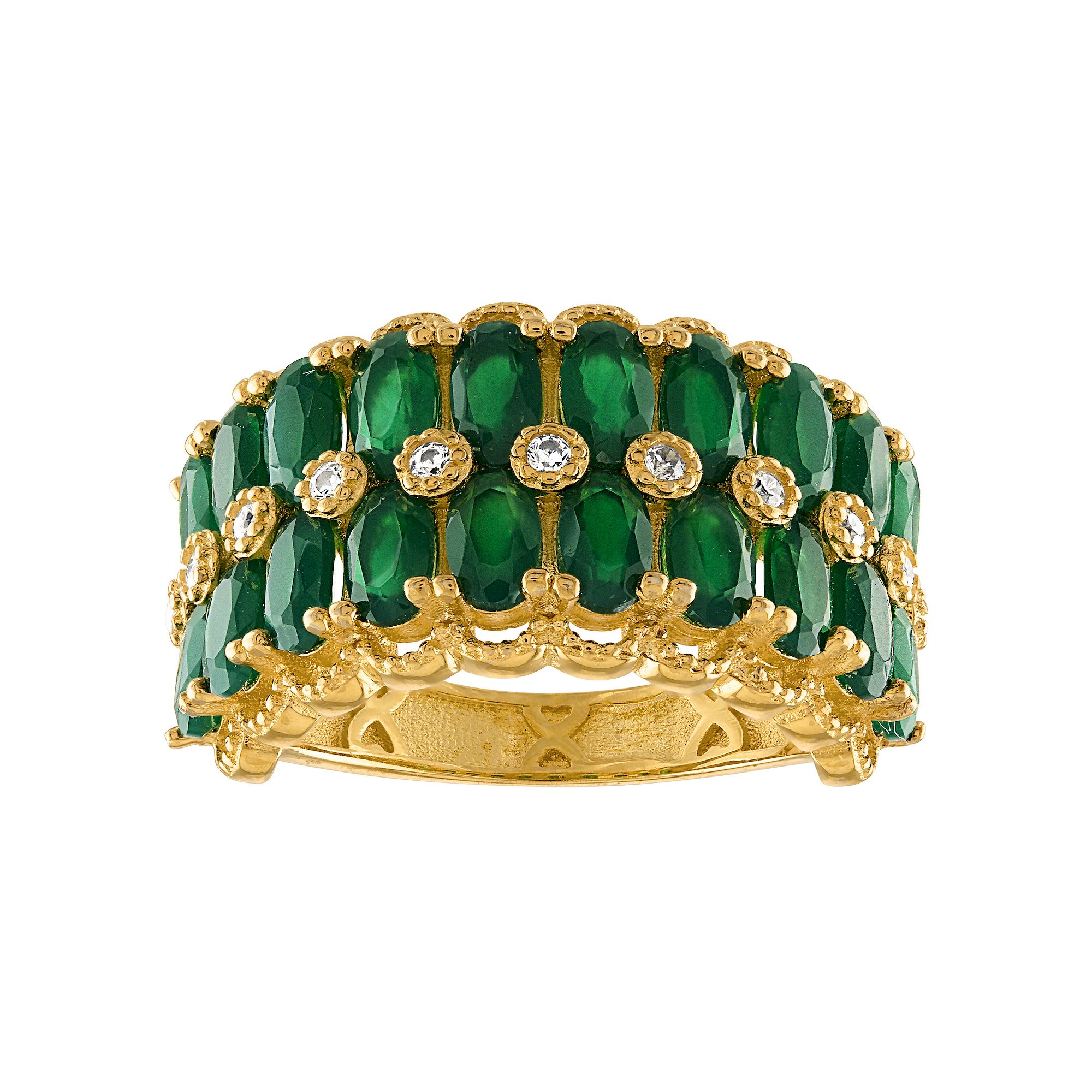 Designs by Gioelli 14k Gold Over Sterling Silver Green Chalcedony Ring, Wom