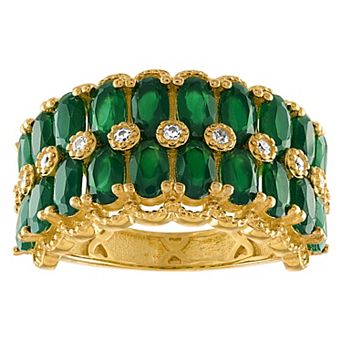 Designs by Gioelli 14k Gold Over Sterling Silver Green Chalcedony Ring