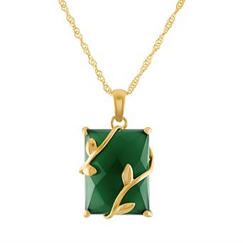 Designs by Gioelli 14k Gold Over Sterling Silver Green Chalcedony Pendant Necklace
