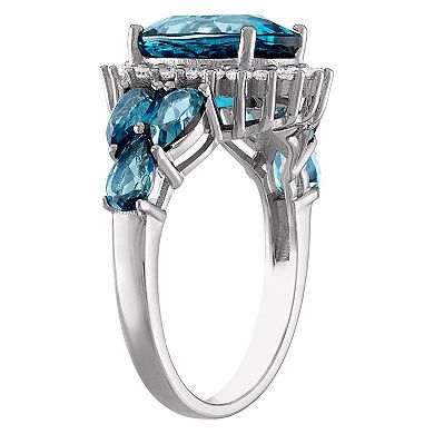 Designs by Gioelli Sterling Silver London Blue Topaz & Lab-Created White Sapphire Ring