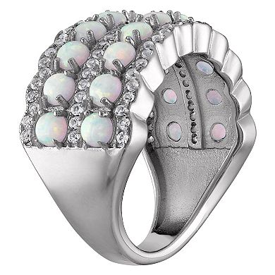 Designs by Gioelli Sterling Silver Lab-Created Opal & White Sapphire Ring