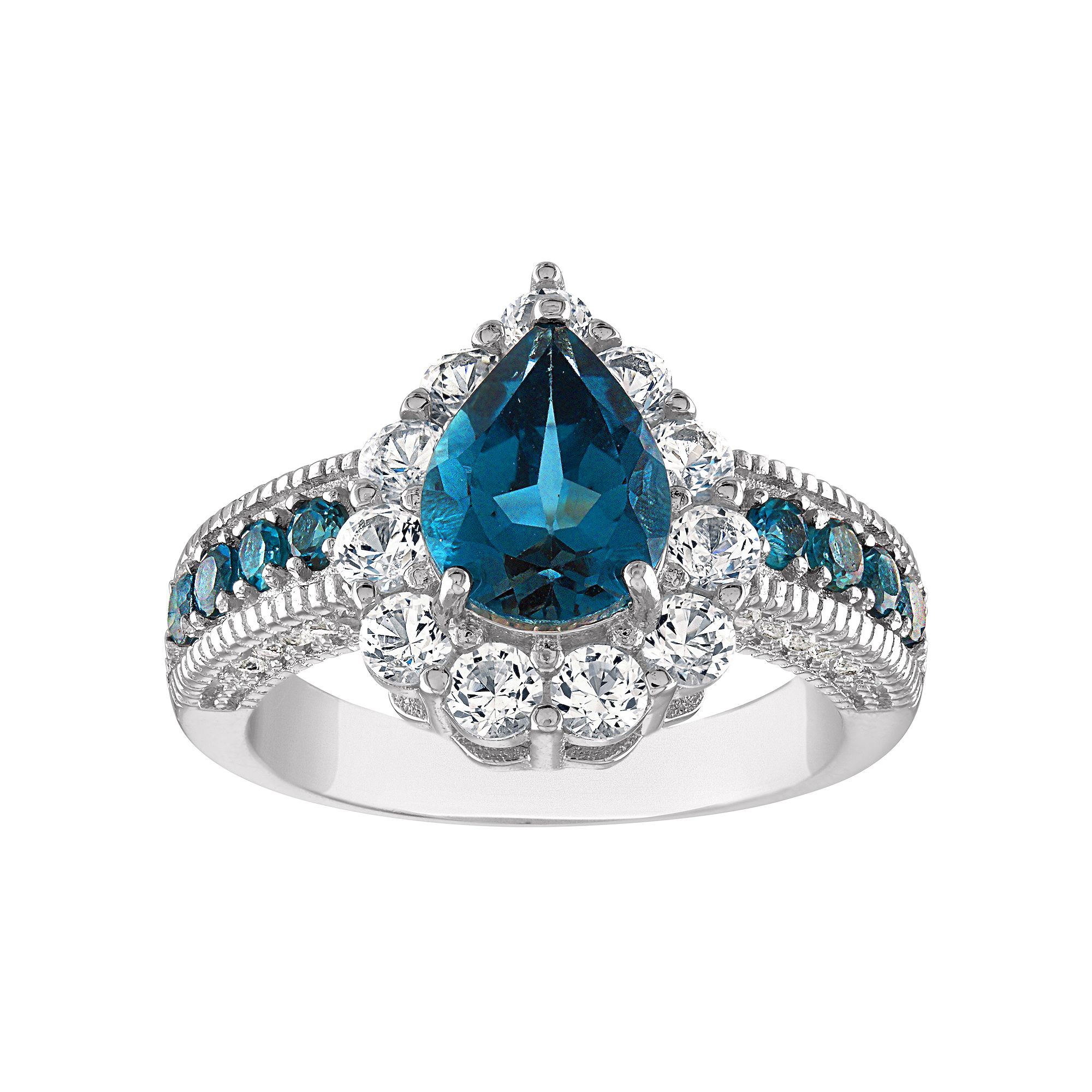 Designs by Gioelli Sterling Silver London Blue Topaz & Lab-Created White Sa