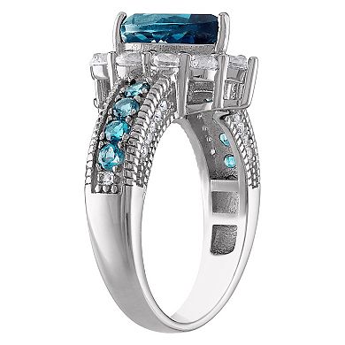 Designs by Gioelli Sterling Silver London Blue Topaz & Lab-Created White Sapphire Ring