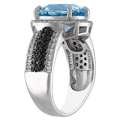 Designs by Gioelli Sterling Silver Swiss Blue Topaz & Black Spinel Ring