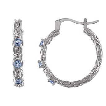 Designs by Gioelli Sterling Silver Gemstone Byzantine Hoop Earrings