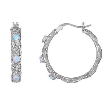 Designs by Gioelli Sterling Silver Gemstone Byzantine Hoop Earrings