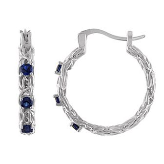 Designs by Gioelli Sterling Silver Gemstone Byzantine Hoop Earrings