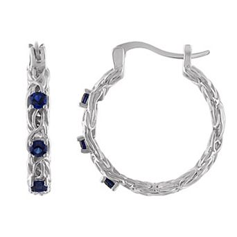 Designs by Gioelli Sterling Silver Gemstone Byzantine Hoop Earrings