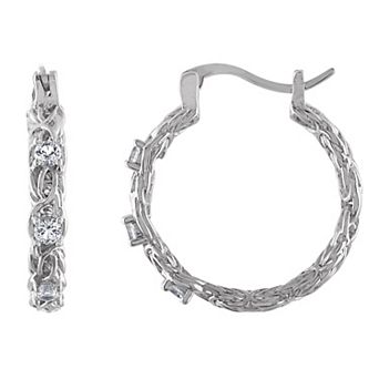Designs by Gioelli Sterling Silver Gemstone Byzantine Hoop Earrings