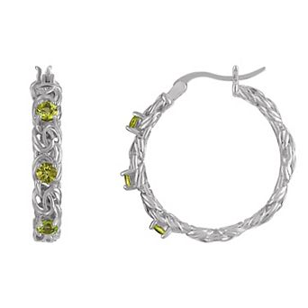 Designs by Gioelli Sterling Silver Gemstone Byzantine Hoop Earrings