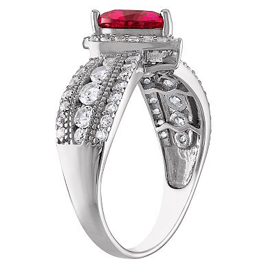 Designs by Gioelli Sterling Silver Lab-Created Ruby Heart Ring