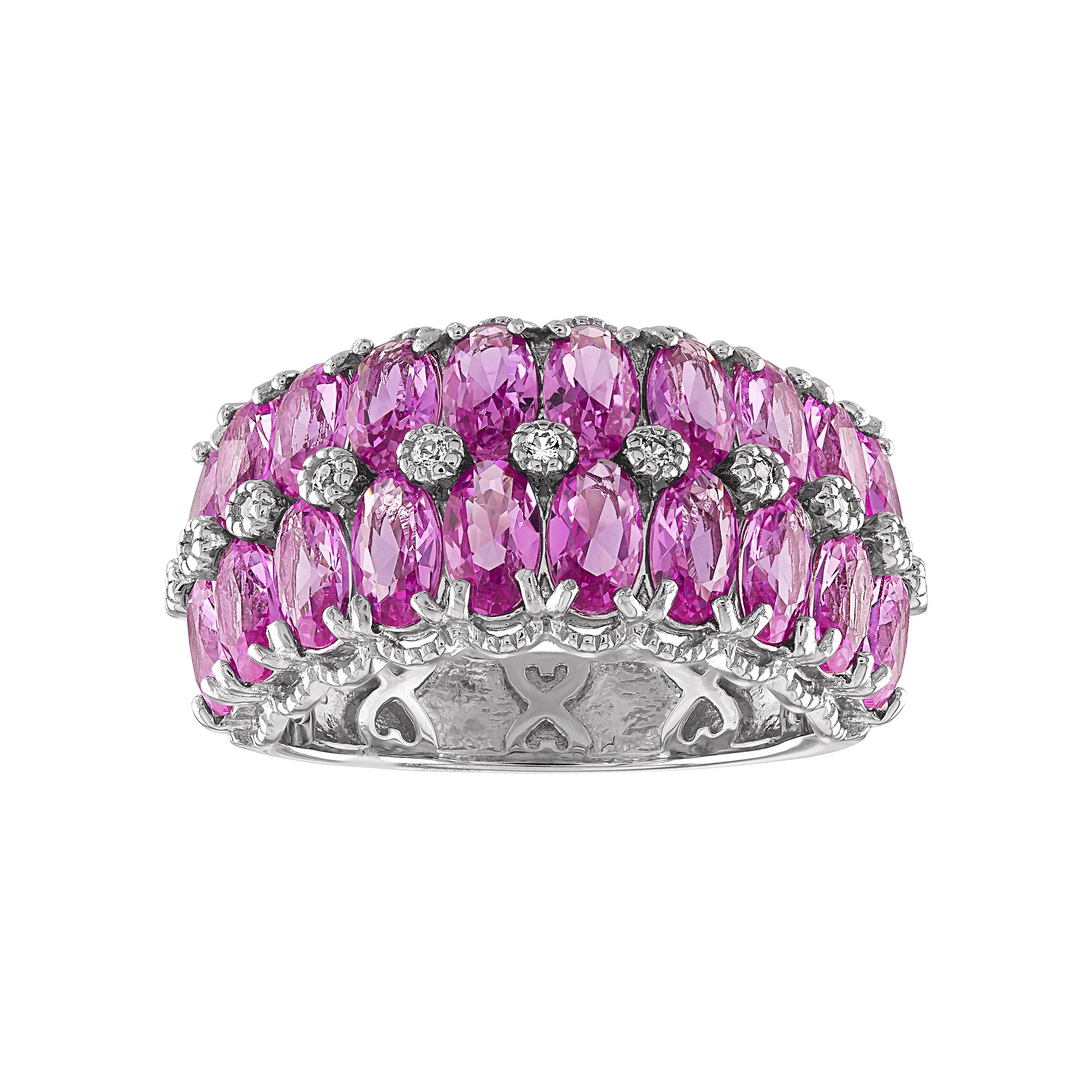 Designs by Gioelli Sterling Silver Lab-Created Pink Sapphire Ring, Womens,
