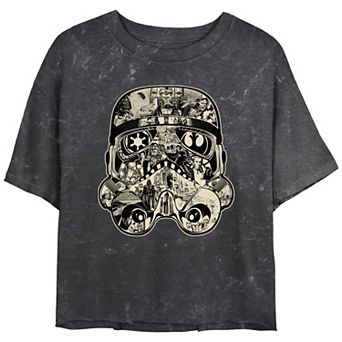 Juniors' Star Wars Stormtrooper Memories Helmet Mineral Wash Graphic Tee
