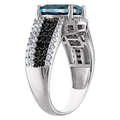 Designs by Gioelli Sterling Silver London Blue Topaz & Black Spinel Ring