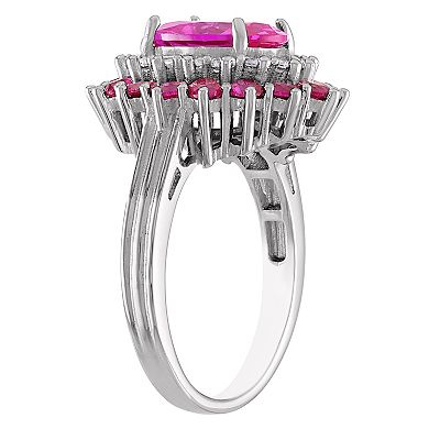 Designs by Gioelli Sterling Silver Lab-Created Pink Sapphire & Ruby Ring