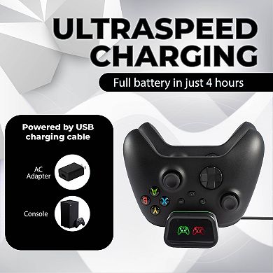For Xbox Series X S One Controller 2x Rechargeable Battery Pack Charger Dock Kit