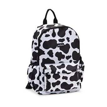 Mini Cow Print Backpack for Women, Adjustable Shoulder Straps, 12.5x4.5x15 In