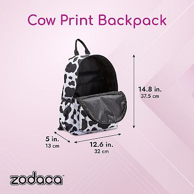 Zodaca Mini Cow Print Backpack for Women and Girls (12.5 x 4.5 x 15 In)