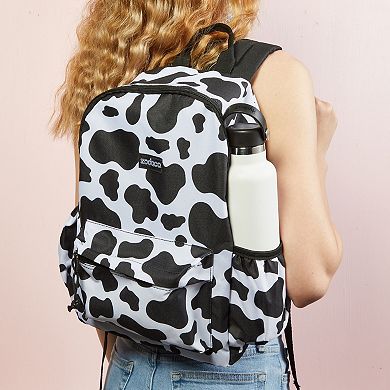 Mini Cow Print Backpack for Women, Adjustable Shoulder Straps, 12.5x4.5x15 In